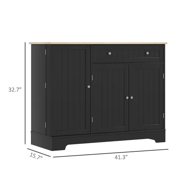 HOMCOM Modern Sideboard Cabinet, 41" Kitchen Buffet Cabinet with Drawer, Adjustable Shelf, 3 Doors for Dining Room, Black - product image 3