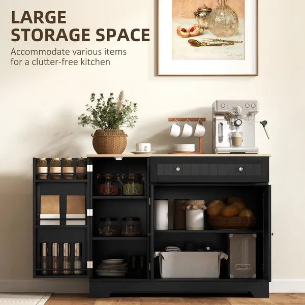 HOMCOM Modern Sideboard Cabinet, 41" Kitchen Buffet Cabinet with Drawer, Adjustable Shelf, 3 Doors for Dining Room, Black - product image 4
