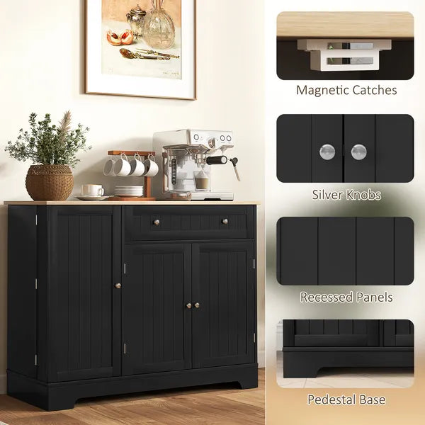 HOMCOM Modern Sideboard Cabinet, 41" Kitchen Buffet Cabinet with Drawer, Adjustable Shelf, 3 Doors for Dining Room, Black - product image 7