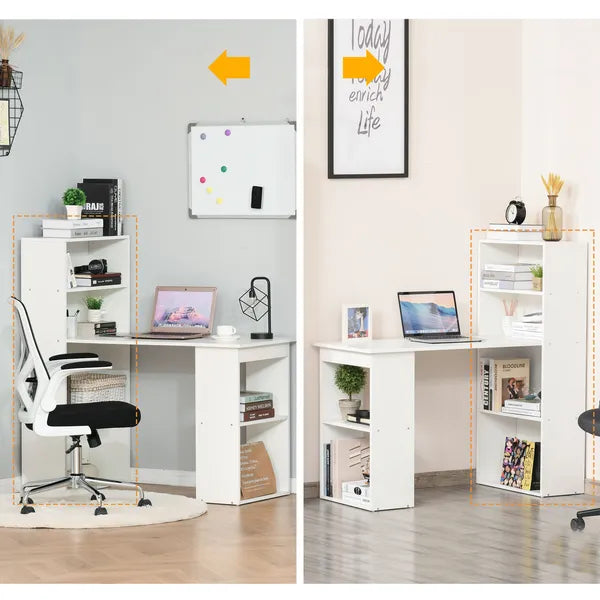 Modern Small Computer Desk with 6-Tier Storage Shelves Combo, Multipurpose Industrial Wood Desk Workstation for Home Office, White - product image 7