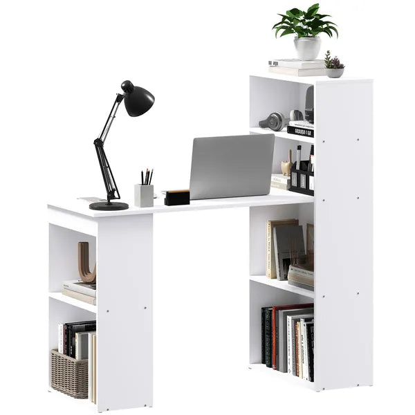 Modern Small Computer Desk with 6-Tier Storage Shelves Combo, Multipurpose Industrial Wood Desk Workstation for Home Office, White - product image 11