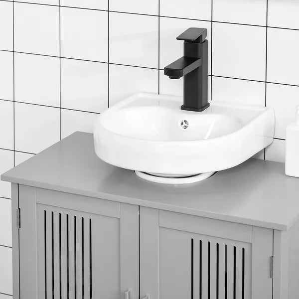 Modern Under Sink Cabinet 2 Doors Bathroom Vanity Pedestal Design Adjustable Shelves Grey - product image 8