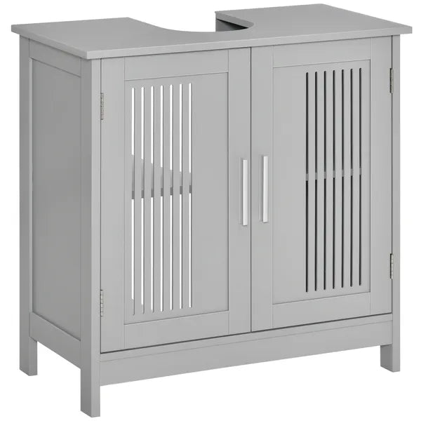 Modern Under Sink Cabinet 2 Doors Bathroom Vanity Pedestal Design Adjustable Shelves Grey - product image 1
