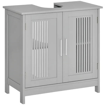 Modern Under Sink Cabinet 2 Doors Bathroom Vanity Pedestal Design Adjustable Shelves Grey - product image 1