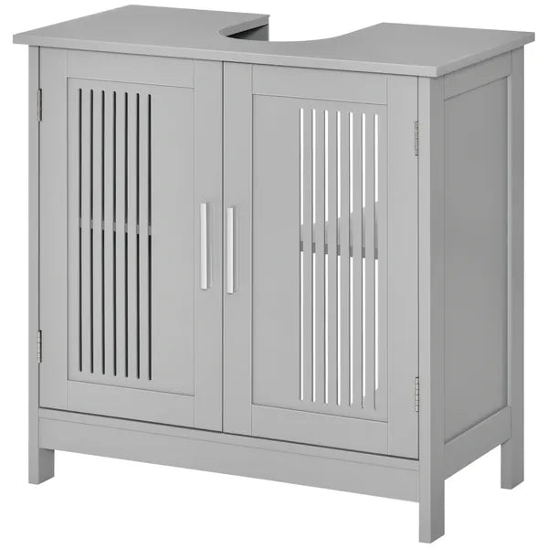 Modern Under Sink Cabinet 2 Doors Bathroom Vanity Pedestal Design Adjustable Shelves Grey - product image 13