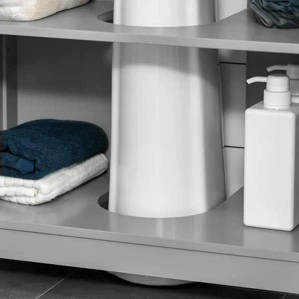 Modern Under Sink Cabinet 2 Doors Bathroom Vanity Pedestal Design Adjustable Shelves Grey - product image 9