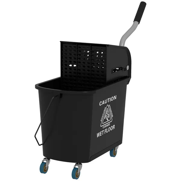 HOMCOM Mop Bucket with Wringer on Wheels 21 Quart Floor Cleaning Black Separate Dirty Clean Water System - product image 1