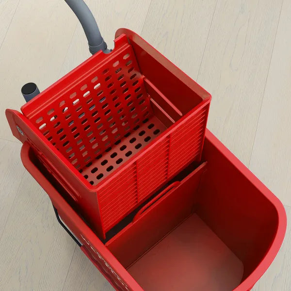 HOMCOM Mop Bucket with Wringer on Wheels 21 Quart Floor Cleaning Red Separate Dirty Clean Water System - product image 9