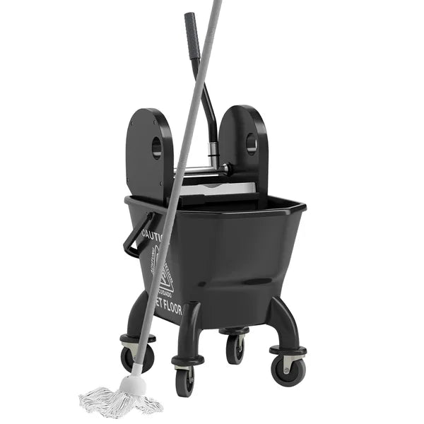 Mop Bucket with Wringer on Wheels for Floor Cleaning, 27.5 Quart Down Press Wringer with Handle and Mop, Black - product image 11