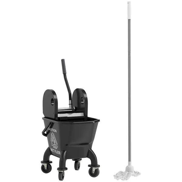 Mop Bucket with Wringer on Wheels for Floor Cleaning, 27.5 Quart Down Press Wringer with Handle and Mop, Black - product image 12