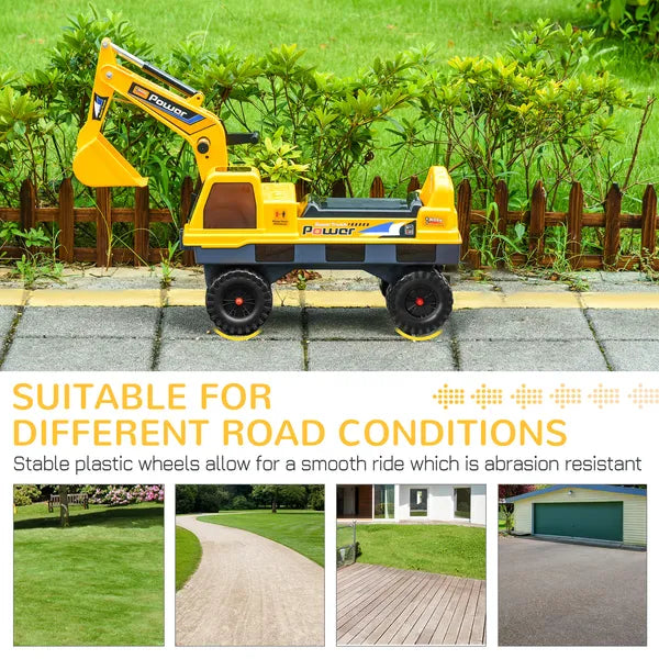 Multi-functional Construction Ride-On Excavator Digger Toy, Bulldozer with Storage, Light, Music, Yellow - product image 4