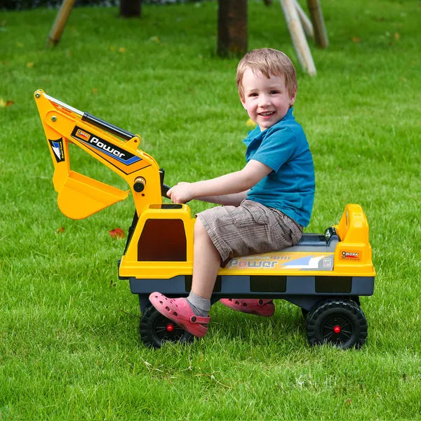 Multi-functional Construction Ride-On Excavator Digger Toy, Bulldozer with Storage, Light, Music, Yellow - product image 10