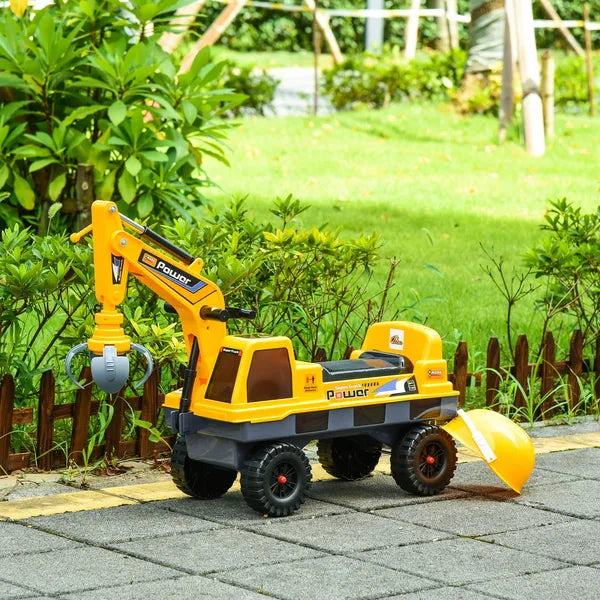 Multi-functional Construction Ride-On Excavator Digger Toy, Bulldozer with Storage, Light, Music, Yellow - product image 2