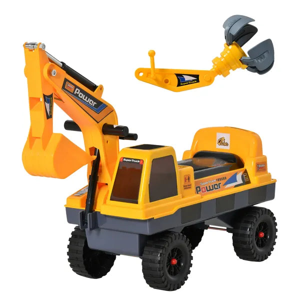 Multi-functional Construction Ride-On Excavator Digger Toy, Bulldozer with Storage, Light, Music, Yellow - product image 11