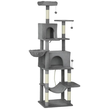 PawHut Multi-Level Cat Tower, 80 Inch Tall Cat Tree, with 2 Condos, 2 Hammocks, 6 Sisal Scratching Posts, Dark Gray - product image 1