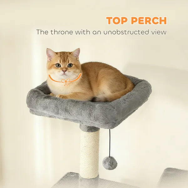 PawHut Multi-Level Cat Tower, 80 Inch Tall Cat Tree, with 2 Condos, 2 Hammocks, 6 Sisal Scratching Posts, Dark Gray - product image 6