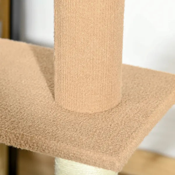 Natural Floor-to-Ceiling Cat Tree, Sisal-Covered Scratching Posts, Light Brown - product image 8