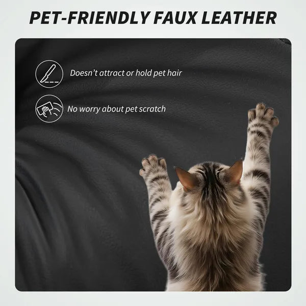 Office Chair with Massage, Pet-Friendly Faux Leather Reclining Desk Chair with Lumbar Support, Footrest, Black - product image 7