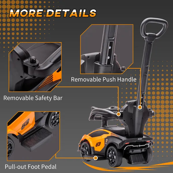 Licensed Lamborghini 2 in 1 Toddler Ride On Push Car with Horn and Storage, Orange - product image 7