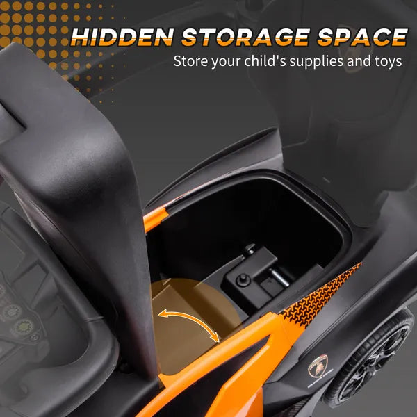 Licensed Lamborghini 2 in 1 Toddler Ride On Push Car with Horn and Storage, Orange - product image 5