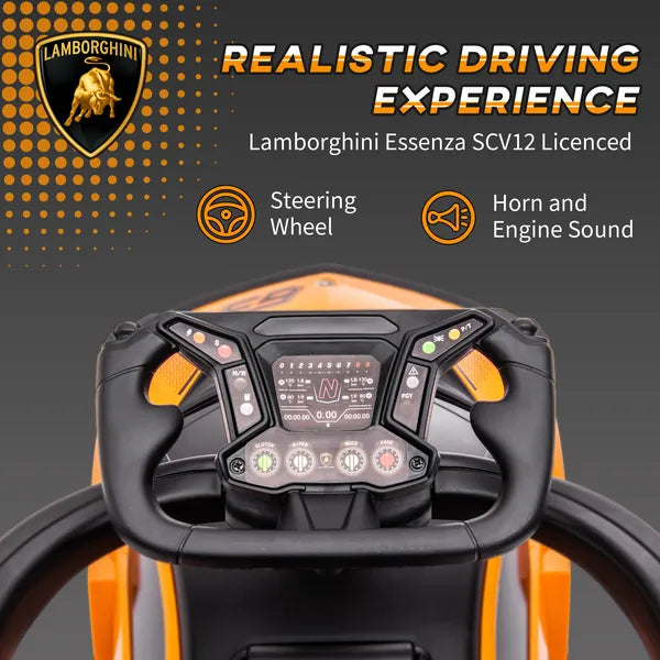 Licensed Lamborghini 2 in 1 Toddler Ride On Push Car with Horn and Storage, Orange - product image 6