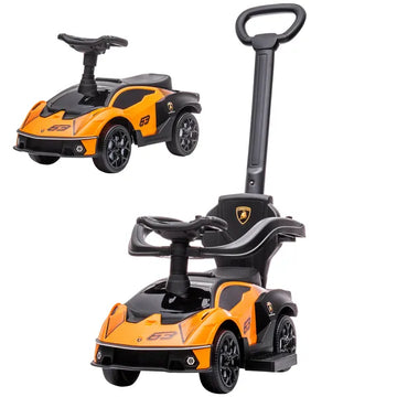 Licensed Lamborghini 2 in 1 Toddler Ride On Push Car with Horn and Storage, Orange - product image 1