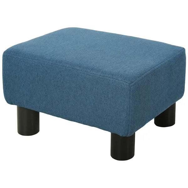 HOMCOM Ottoman Foot Rest Small Foot Stool Linen Fabric Cube for Living Room Blue - product image 1