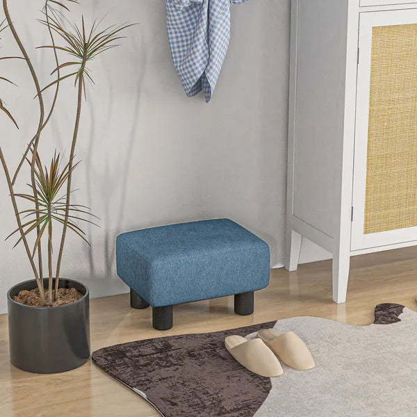 HOMCOM Ottoman Foot Rest Small Foot Stool Linen Fabric Cube for Living Room Blue - product image 7