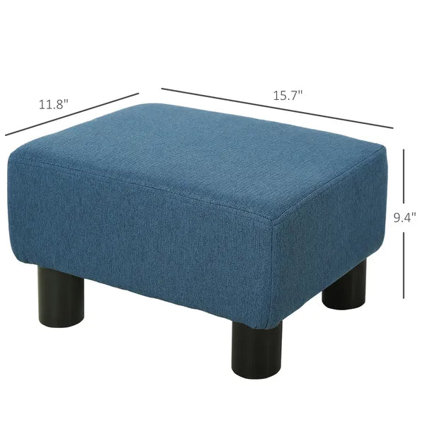 HOMCOM Ottoman Foot Rest Small Foot Stool Linen Fabric Cube for Living Room Blue - product image 3