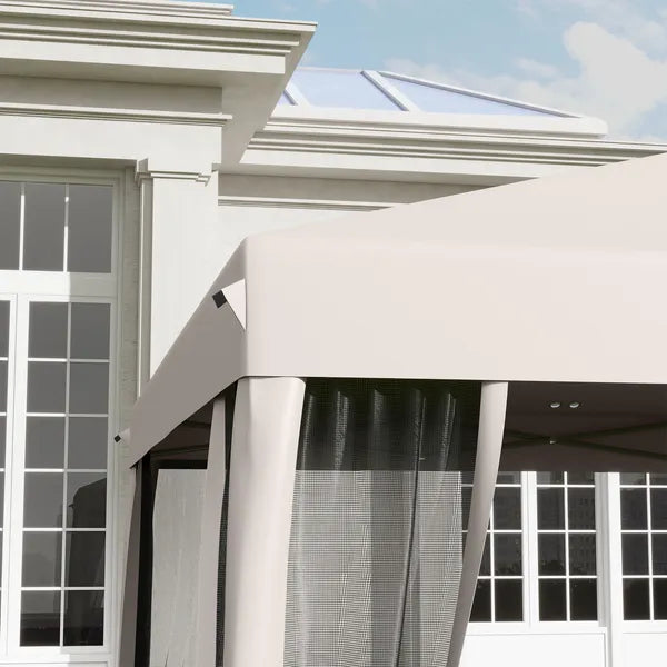 Outsunny Outdoor 10 x 10 Canopy Pop-Up Tent with Sidewalls Instant Setup 4 Mesh Walls for Party Events Beige - product image 9