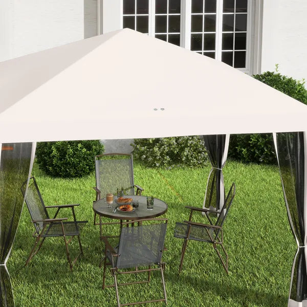 Outsunny Outdoor 10 x 10 Canopy Pop-Up Tent with Sidewalls Instant Setup 4 Mesh Walls for Party Events Beige - product image 8