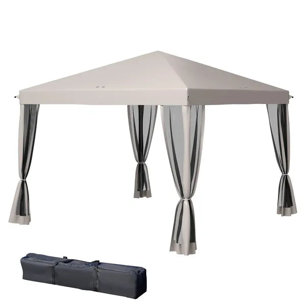 Outsunny Outdoor 10 x 10 Canopy Pop-Up Tent with Sidewalls Instant Setup 4 Mesh Walls for Party Events Beige - product image 11