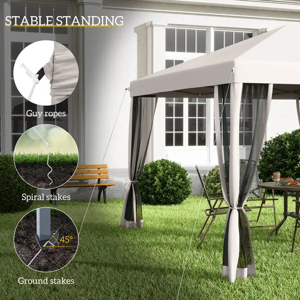 Outsunny Outdoor 10 x 10 Canopy Pop-Up Tent with Sidewalls Instant Setup 4 Mesh Walls for Party Events Beige - product image 6