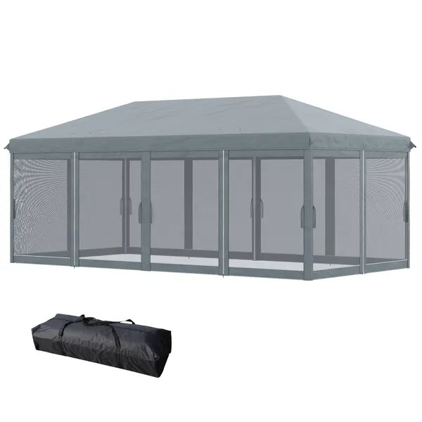 Outsunny Outdoor 10' x 20' Patio Gazebo Outdoor Pop-Up Canopy with Sidewalls, 6 Mesh Walls for Party, Events, Backyard, Lawn, Gray - product image 11