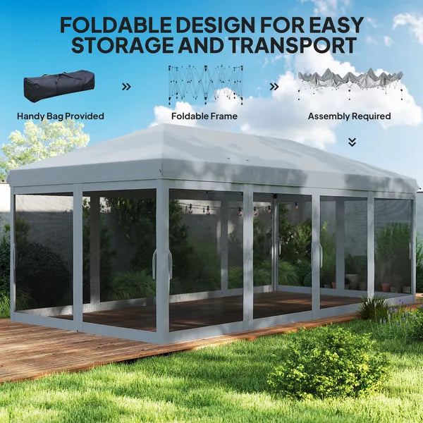 Outsunny Outdoor 10' x 20' Patio Gazebo Outdoor Pop-Up Canopy with Sidewalls, 6 Mesh Walls for Party, Events, Backyard, Lawn, Gray - product image 5