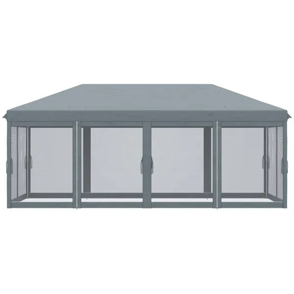 Outsunny Outdoor 10' x 20' Patio Gazebo Outdoor Pop-Up Canopy with Sidewalls, 6 Mesh Walls for Party, Events, Backyard, Lawn, Gray - product image 9