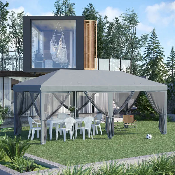 Outsunny Outdoor 10' x 20' Patio Gazebo Outdoor Pop-Up Canopy with Sidewalls, 6 Mesh Walls for Party, Events, Backyard, Lawn, Gray - product image 10