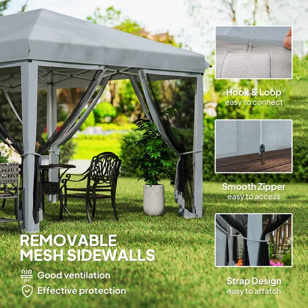 Outsunny Outdoor 10' x 20' Patio Gazebo Outdoor Pop-Up Canopy with Sidewalls, 6 Mesh Walls for Party, Events, Backyard, Lawn, Gray - product image 6