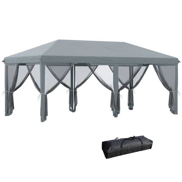 Outsunny Outdoor 10' x 20' Patio Gazebo Outdoor Pop-Up Canopy with Sidewalls, 6 Mesh Walls for Party, Events, Backyard, Lawn, Gray - product image 12