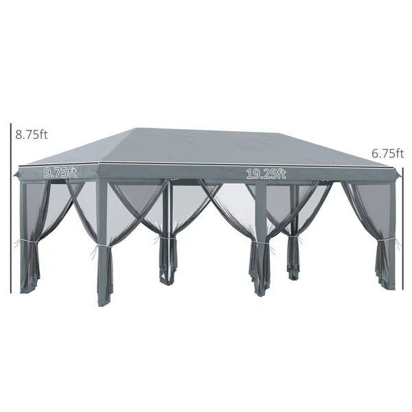 Outsunny Outdoor 10' x 20' Patio Gazebo Outdoor Pop-Up Canopy with Sidewalls, 6 Mesh Walls for Party, Events, Backyard, Lawn, Gray - product image 3