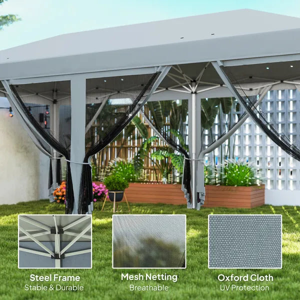Outsunny Outdoor 10' x 20' Patio Gazebo Outdoor Pop-Up Canopy with Sidewalls, 6 Mesh Walls for Party, Events, Backyard, Lawn, Gray - product image 4