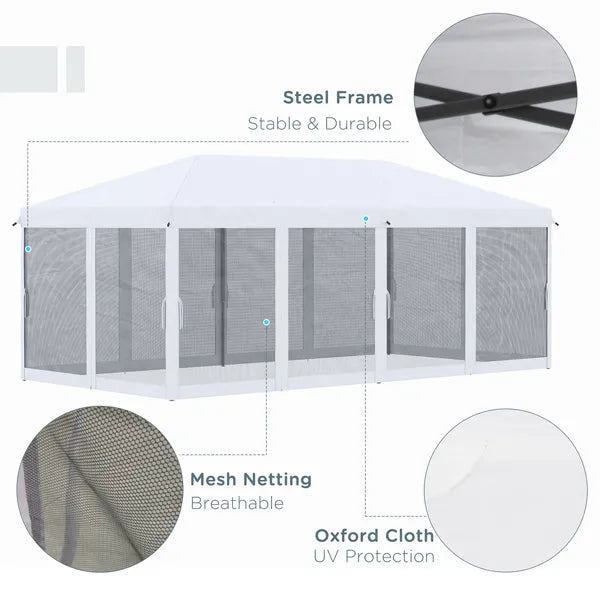 Outsunny Outdoor 10x20 Event Tent, Pop-Up Canopy with Sidewalls, Instant Sun Shelter, 6 Mesh Walls for Party, Events, Backyard, wedding - product image 4