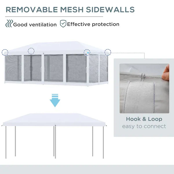 Outsunny Outdoor 10x20 Event Tent, Pop-Up Canopy with Sidewalls, Instant Sun Shelter, 6 Mesh Walls for Party, Events, Backyard, wedding - product image 6