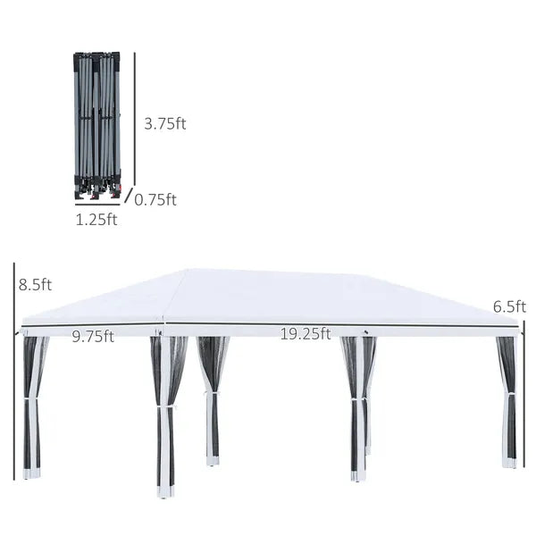 Outsunny Outdoor 10x20 Event Tent, Pop-Up Canopy with Sidewalls, Instant Sun Shelter, 6 Mesh Walls for Party, Events, Backyard, wedding - product image 3