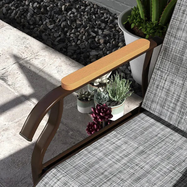 Outdoor 2-Person Glider Bench, Outside Swing Glider Chair Loveseat with Breathable Mesh, Table, Steel Frame - product image 9