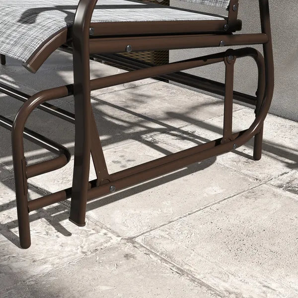 Outdoor 2-Person Glider Bench, Outside Swing Glider Chair Loveseat with Breathable Mesh, Table, Steel Frame - product image 8