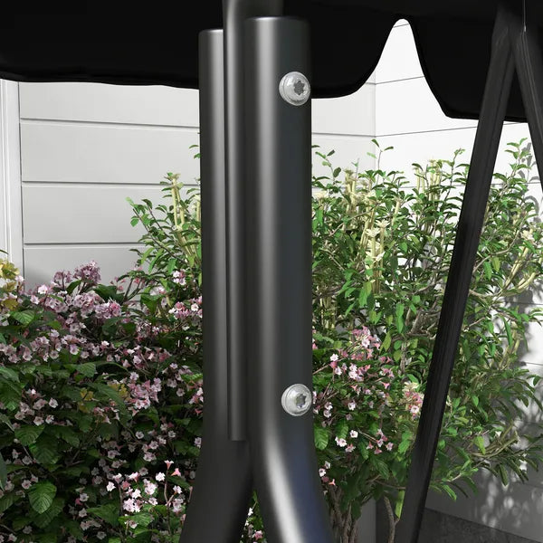 Outsunny Outdoor 3-Seat Patio Swing Chair with Cushion and Adjustable Canopy, Black for Garden - product image 9