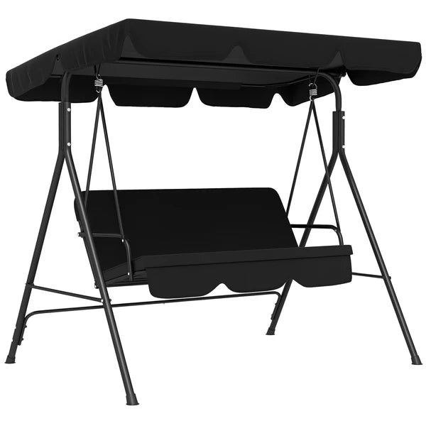 Outsunny Outdoor 3-Seat Patio Swing Chair with Cushion and Adjustable Canopy, Black for Garden - product image 11