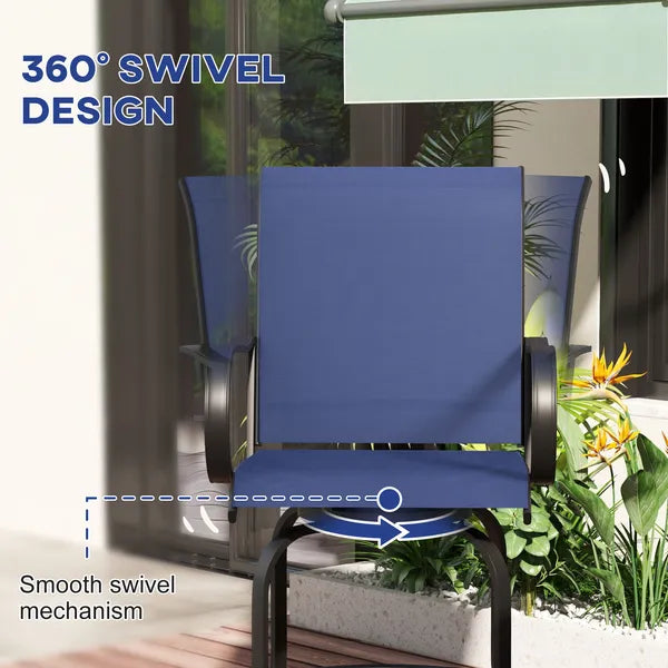 Outsunny Outdoor Bar Stools Set of 2 with 360 Swivel for Deck Parties Bar Height, Navy Blue - product image 4