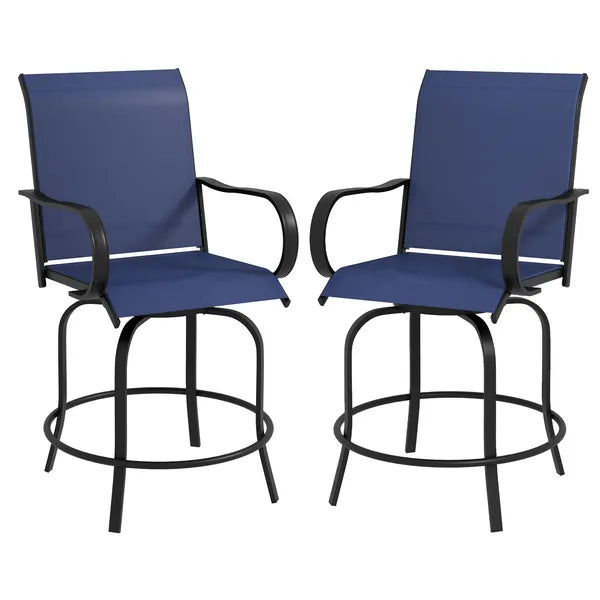 Outsunny Outdoor Bar Stools Set of 2 with 360 Swivel for Deck Parties Bar Height, Navy Blue - product image 11